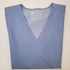 Figs Casma Scrub Top Women’s Size Large Heather Light Blue Two Pocket